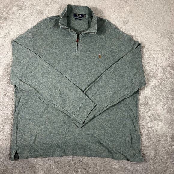 Polo Ralph Lauren Gray Quarter Zip Estate Rib Sweater Men's XL Preppy - Picture 1 of 9
